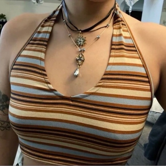 Dark Romance Vamp Academia Layered Faux Suede Gold Diamond Beaded Choker - Picture 10 of 12